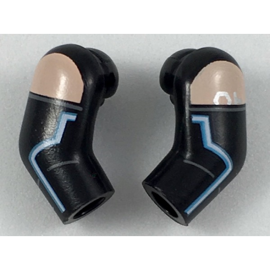 Arm, (Matching Left and Right) Pair with Light Nougat Shoulder and Blue Line Pattern