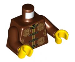 Torso Tang Jacket with Gold Trim, Ties, and Sunshine Designs Pattern / Reddish Brown Arms / Yellow Hands