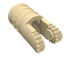 Hinge Cylinder 1 x 2 Locking with 2 Fingers, 9 Teeth and Axle Hole on Ends with Slots