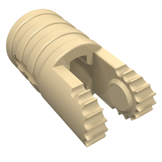 Hinge Cylinder 1 x 2 Locking with 2 Fingers, 9 Teeth and Axle Hole on Ends with Slots