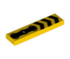 Tile 1 x 4 with 3 Black Chevrons and Silver Hose Pattern
