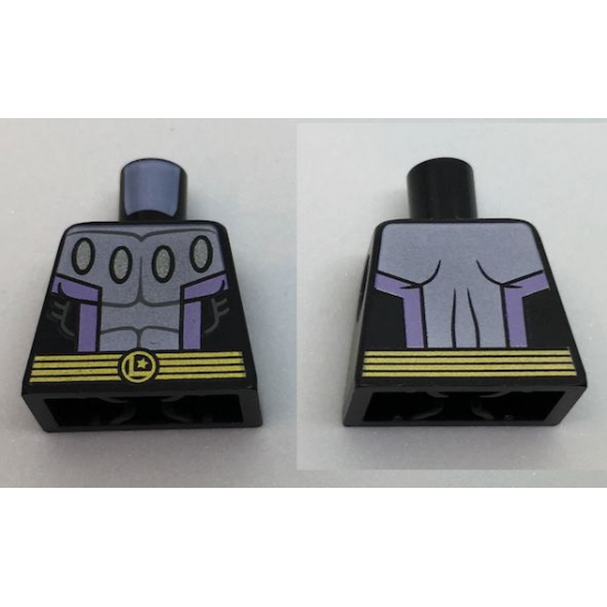 Torso Silver Center Panel with 4 Ovals, Lavender Stripes, Gold Belt Pattern