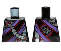 Torso Ninjago Robe with Purple and Black Sash, Mechanical Parts and Silver Saw Blade Emblem Pattern