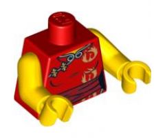 Torso Female Ninjago Robe and Gold Fireball Pattern / Yellow Arms / Yellow Hands