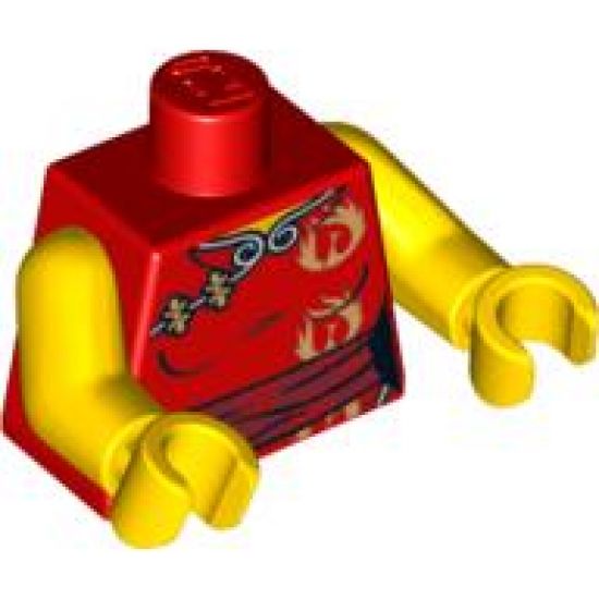 Torso Female Ninjago Robe and Gold Fireball Pattern / Yellow Arms / Yellow Hands