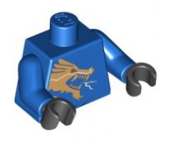 Torso Ninjago Gold Dragon Front and Gold Lion and 'JAY' Back Pattern/ Blue Arms / Black Hands