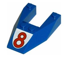 Wedge 6 x 4 Cutout without Stud Notches with Red Number 8 Pattern