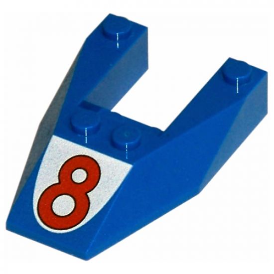 Wedge 6 x 4 Cutout without Stud Notches with Red Number 8 Pattern