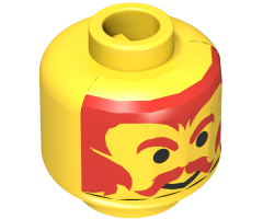 Minifigure, Head Moustache Red, Eyebrows and Hair Pattern - Blocked Open Stud