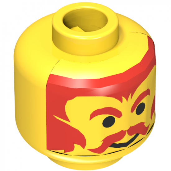 Minifigure, Head Moustache Red, Eyebrows and Hair Pattern - Blocked Open Stud