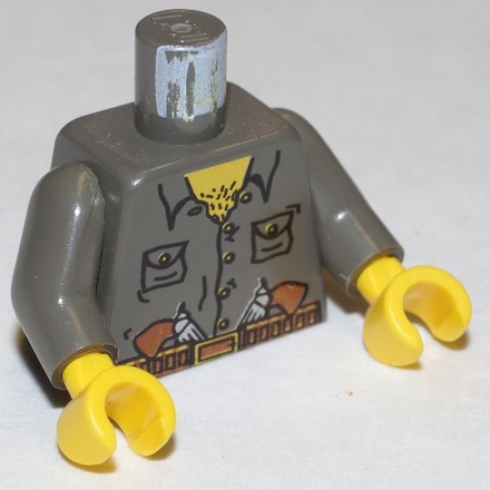 Torso Adventurers Jungle Two Pockets, Two Guns in Belt Pattern / Dark Gray Arms / Yellow Hands