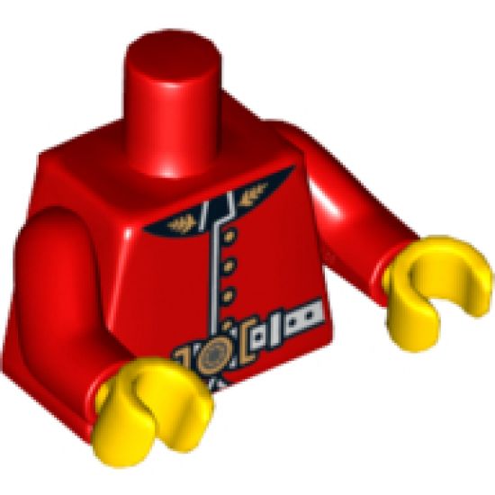 Torso Royal Guard Uniform with Gold Buttons and White Belt Pattern / Red Arms / Yellow Hands
