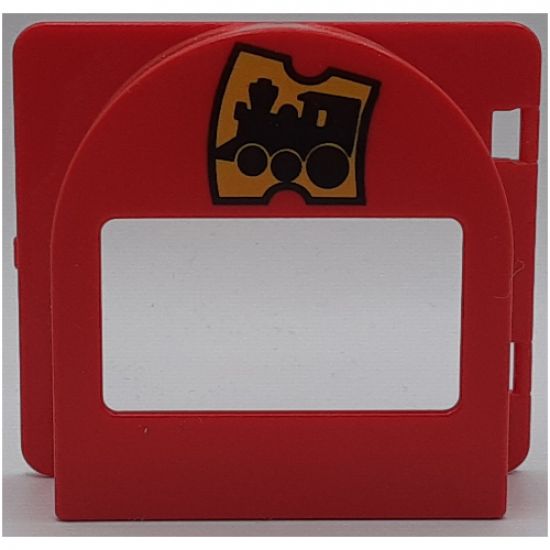Duplo, Building Door / Window Pane Mailbox 1 x 4 x 3 Raised with Train Ticket Pattern