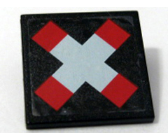 Road Sign 2 x 2 Square with Clip with Crossed Bars (Train Crossing) Pattern (Sticker) - Set 10128