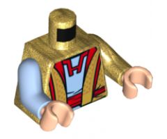 Torso Robe over Bright Light Blue Shirt, Red Belt and Trim Pattern / Pearl Gold Arm Left / Bright Light Blue Arm Right / Light Nougat Hands