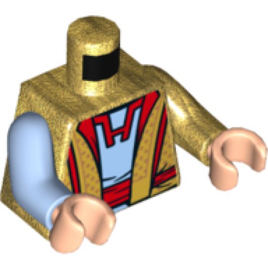 Torso Robe over Bright Light Blue Shirt, Red Belt and Trim Pattern / Pearl Gold Arm Left / Bright Light Blue Arm Right / Light Nougat Hands