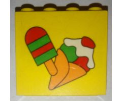 Brick 2 x 4 x 3 with Ice Pop (Freezer / Lollipop / Lolly / Pole / Popsicle / Stick) and Ice Cream Cone Pattern