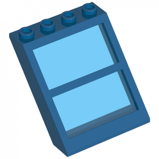 Window 4 x 4 x 3 Roof with Center Bar and Fixed Trans-Light Blue Glass