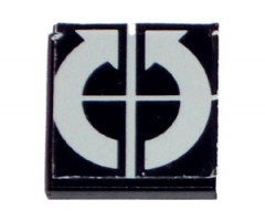 Tile 2 x 2 with White Crossed Lines and Arrows Curved Clockwise, Counterclockwise Pattern (Sticker) - Set 8094