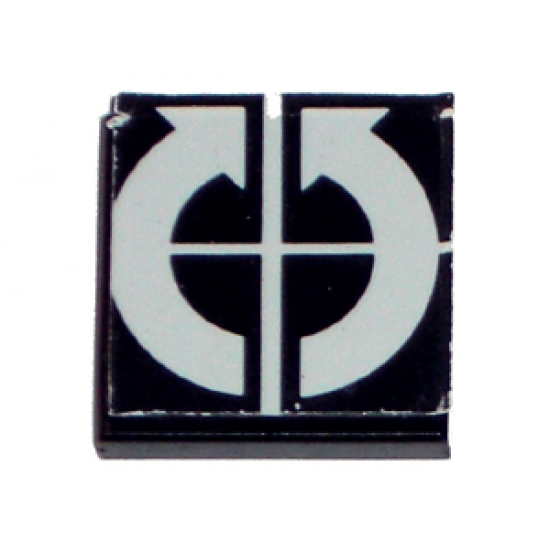 Tile 2 x 2 with White Crossed Lines and Arrows Curved Clockwise, Counterclockwise Pattern (Sticker) - Set 8094
