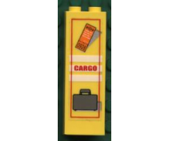 Brick 1 x 2 x 5 with Train Ticket, 'CARGO' and Suitcase Pattern (Sticker) - Set 4513