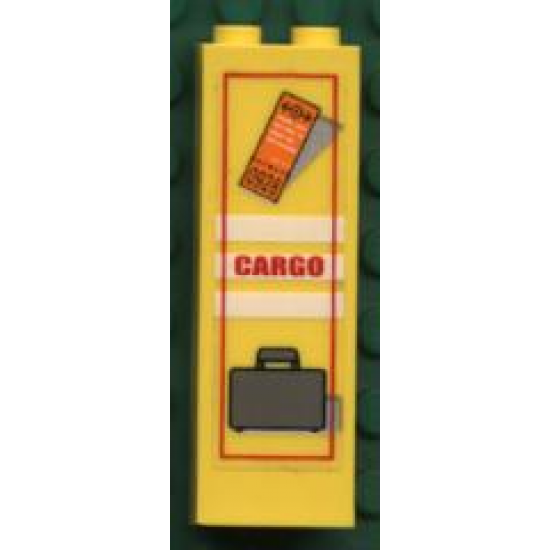 Brick 1 x 2 x 5 with Train Ticket, 'CARGO' and Suitcase Pattern (Sticker) - Set 4513