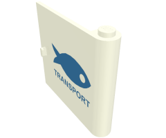 Door 1 x 5 x 4 Right with Blue Fish & TRANSPORT Pattern