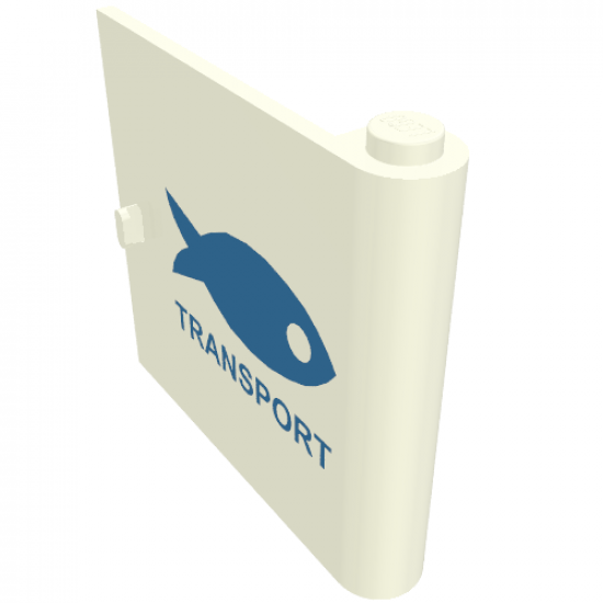 Door 1 x 5 x 4 Right with Blue Fish & TRANSPORT Pattern