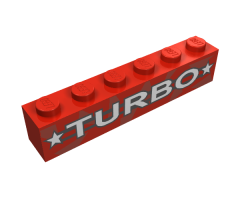 Brick 1 x 6 with White 'TURBO' and Stars Pattern