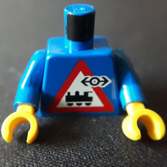 Torso Train Logo Small Black on Locomotive Triangle Sign Pattern / Blue Arms / Yellow Hands