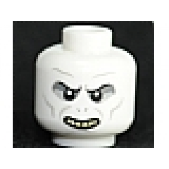 Minifigure, Head Alien with HP Voldemort with Teeth and Nostrils Pattern - Hollow Stud