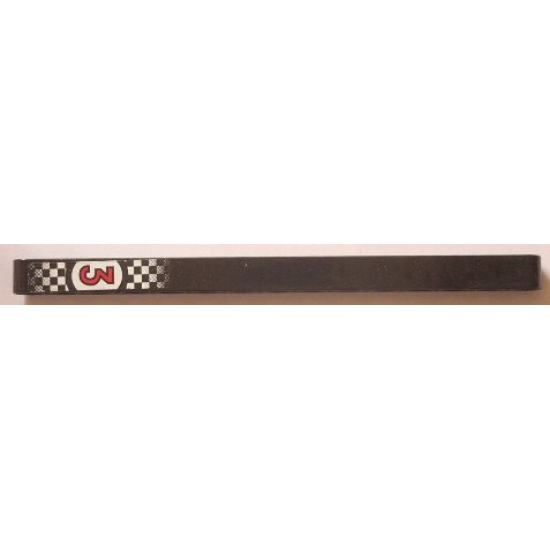 Technic, Liftarm 1 x 15 Thick with Red Number 3 on White Background and White and Black Checkered Pattern (Sticker) - Set 8238