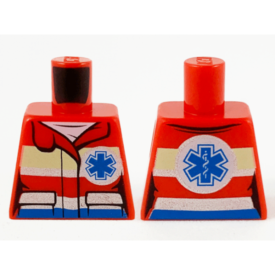 Torso Female Jacket over White Shirt, Safety Stripes, Small EMT Star and EMT Star of Life on Back Pattern