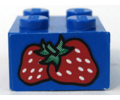 Brick 2 x 2 with Strawberries Pattern (Sticker) - Set 4165