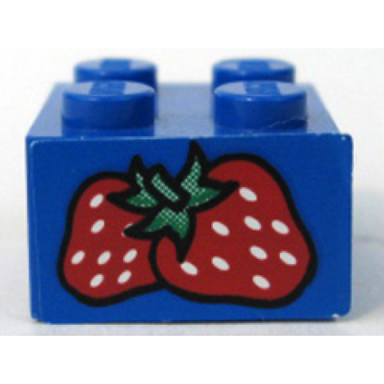 Brick 2 x 2 with Strawberries Pattern (Sticker) - Set 4165