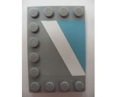 Tile, Modified 4 x 6 with Studs on Edges with White Diagonal Stripe Right and Maersk Blue Pattern (Sticker) - Set 10219