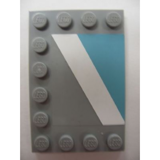 Tile, Modified 4 x 6 with Studs on Edges with White Diagonal Stripe Right and Maersk Blue Pattern (Sticker) - Set 10219