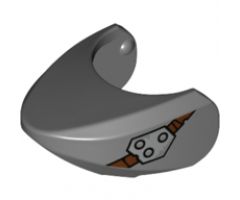Animal, Body Part Shark Head with Rounded Nose with Metal Plate and Band on Left Side, Black Eye with White Pupil on Right Side Pattern