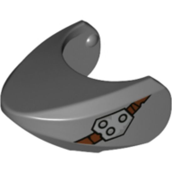 Animal, Body Part Shark Head with Rounded Nose with Metal Plate and Band on Left Side, Black Eye with White Pupil on Right Side Pattern