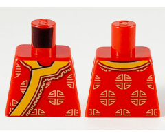 Torso Changshan, Wide Bright Light Orange Hem and Gold Circle Designs Pattern