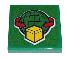 Tile 2 x 2 with Box and Arrows and Globe on Green Background Pattern (Sticker) - Set 60198