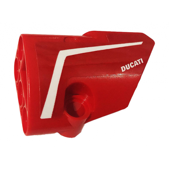 Technic, Panel Fairing # 2 Small Smooth Short, Side B with White Stripe and 'DUCATI' Pattern (Sticker) - Set 42107