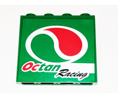 Panel 1 x 4 x 3 with Side Supports - Hollow Studs with Octan Logo and 'Octan Racing' Pattern Model Left Side (Sticker) - Set 60025