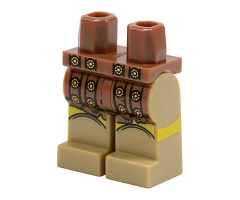 Hips and Dark Tan Legs with Reddish Brown Roman Sword Belt with Gold Medallions Pattern