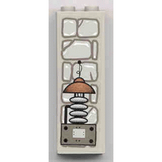 Brick 1 x 2 x 5 with Stone and Electrical Gear Pattern (Sticker) - Set 1382