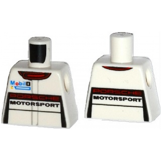 Torso Race Suit with 'PORSCHE MOTORSPORT', Mobil 1 Logo and Red Collar Pattern