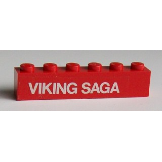 Brick 1 x 6 with White 'VIKING SAGA' Pattern (Sticker) - Set 1658