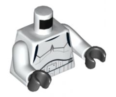 Torso SW Armor Stormtrooper, Detailed Armor Pattern without Shoulder Belts (Rebels Cartoon Style) / White Arms / Black Hands