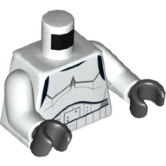Torso SW Armor Stormtrooper, Detailed Armor Pattern without Shoulder Belts (Rebels Cartoon Style) / White Arms / Black Hands