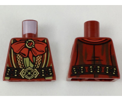 Torso LotR Robe with Large Red Bow, Gold Trim, and Ornate Gold Belt Buckle Pattern